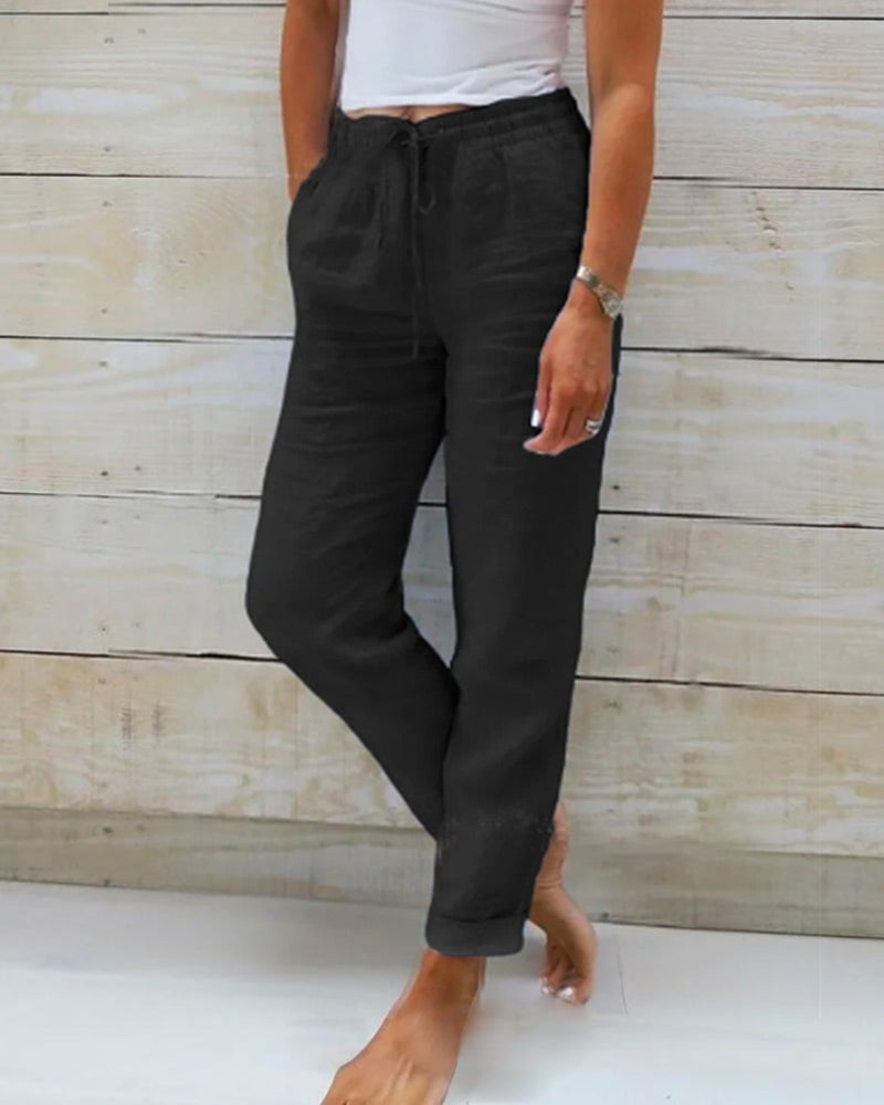 Kira™ | Cotton Elastic Trousers