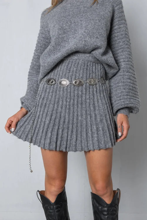 Melany™ | Elegant Pleated Sweater and Skirt