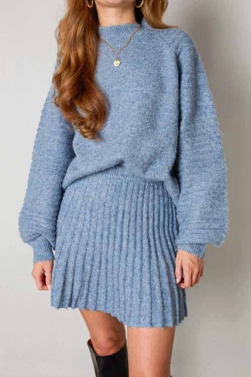 Melany™ | Elegant Pleated Sweater and Skirt