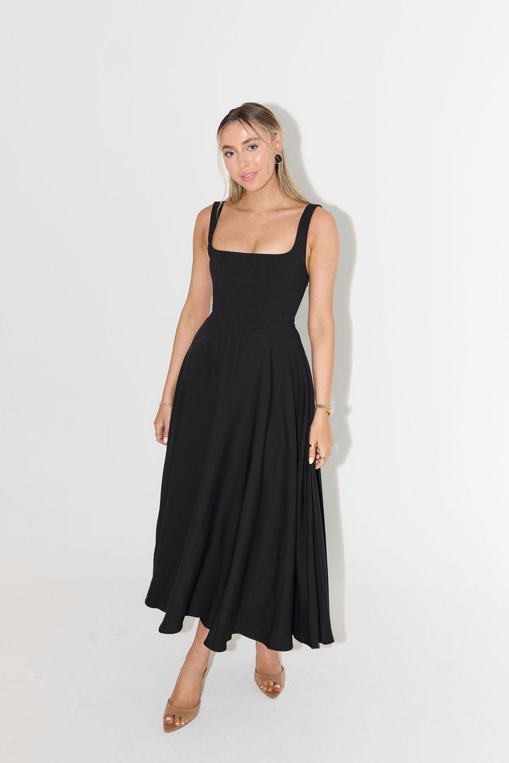 Zarah™ | Square Neck Midi Dress