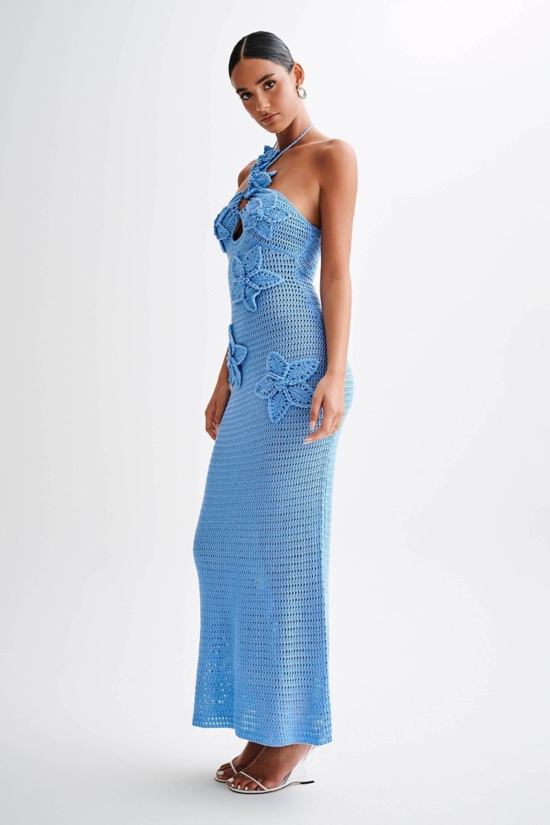 Donna-Lie™ | Floral Appliqué Crochet Maxi Dress