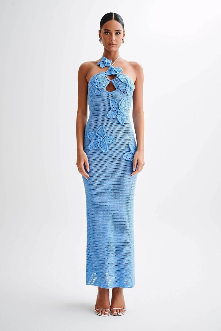 Donna-Lie™ | Floral Appliqué Crochet Maxi Dress