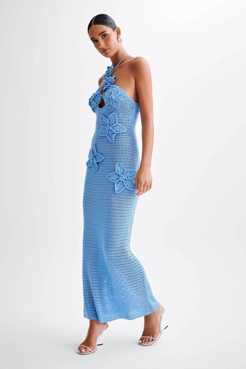 Donna-Lie™ | Floral Appliqué Crochet Maxi Dress